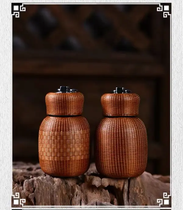 竹编小胖丁保温杯·非遗瓷胎竹编全包手作｜矩形竹丝·游伟技能大师工作室·邛崃伴手礼