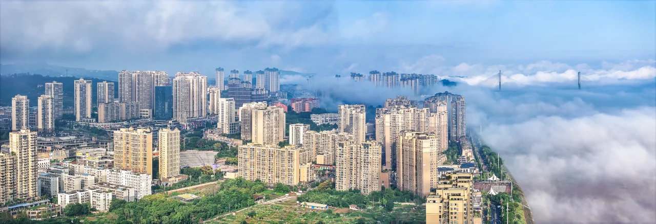 泸州市合江县俯瞰图云雾缭绕