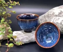 天目釉主人杯·邛窑非遗手工单杯｜窑变蓝曜釉茶器收藏
