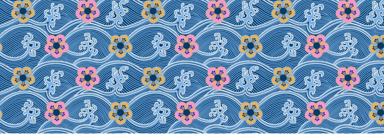 蓝地缎纹浣花锦纹