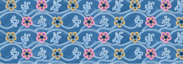 蓝地缎纹浣花锦纹