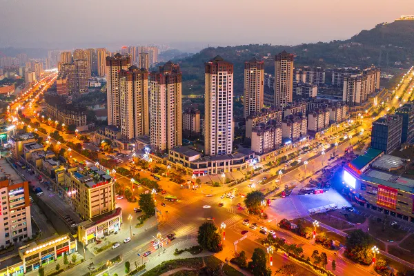 泸州市合江县新城区傍晚灯火璀灿