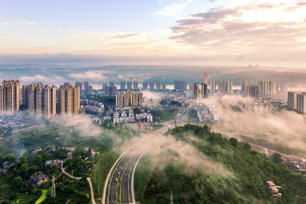 泸州市合江县俯瞰图云雾缭绕
