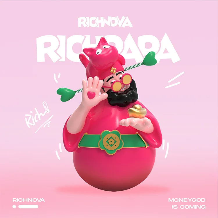 RICHPAPA 四喜财神-荧桃喜20cm