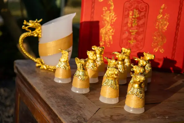 竹编十二生肖酒具套装