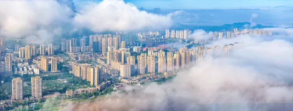 泸州市合江县俯瞰图云雾缭绕