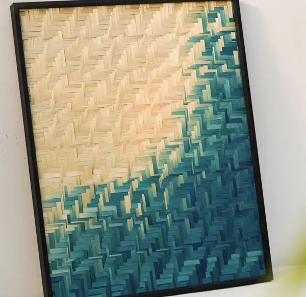 渐变染色非遗原创竹编画纯手工装饰画3D立体画工艺品 2